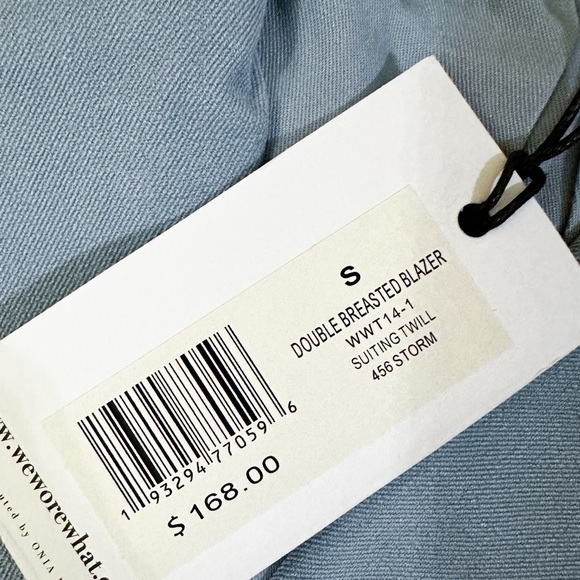 NWT- WeWoreWhat x Revolve Double Breasted Blazer Suiting Twill Storm - Picture 9 of 13